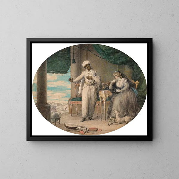 Othello och Desdemona i Venedig - Samuel Shelley — inramlat konstverk på väggen
