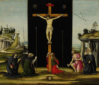 Sandro Botticelli - Christ on the Cross adored by Saints Monica Augustine Mary Magdalen Jerome and Bridget of Sweden.webp