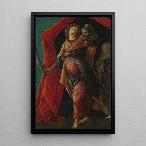 Judith med Holofernes huvud - Sandro Botticelli — inramlat konstverk på väggen