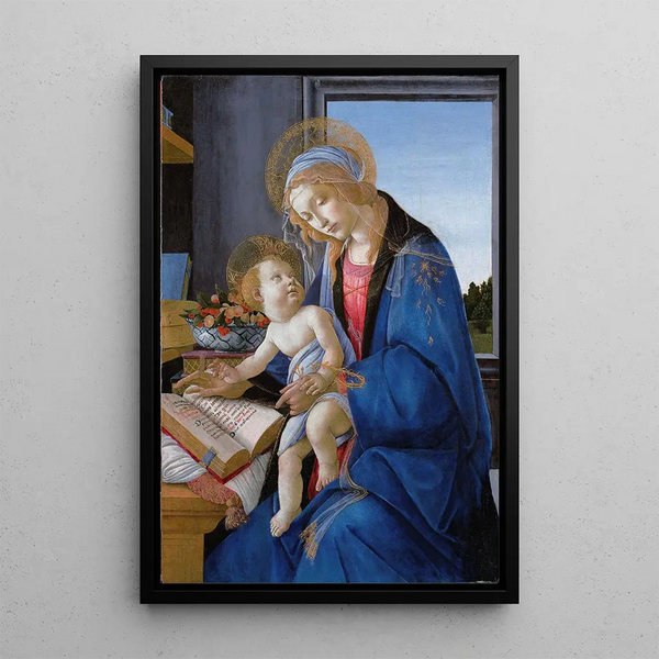 La Vierge à l'Enfant, La Madone du livre - Sandro Botticelli — inramlat konstverk på väggen
