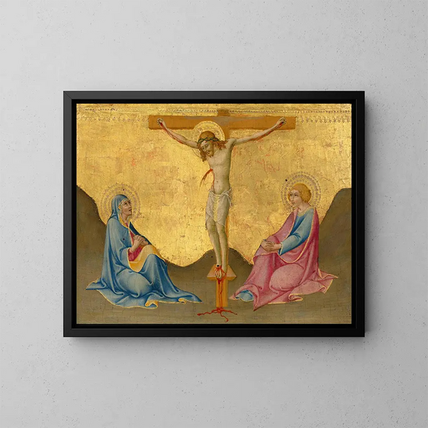 La Crucifixion - Sano di Pietro — inramlat konstverk på väggen