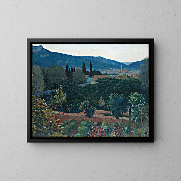 La vallée de Soller - Santiago Rusiñol — inramlat konstverk på väggen