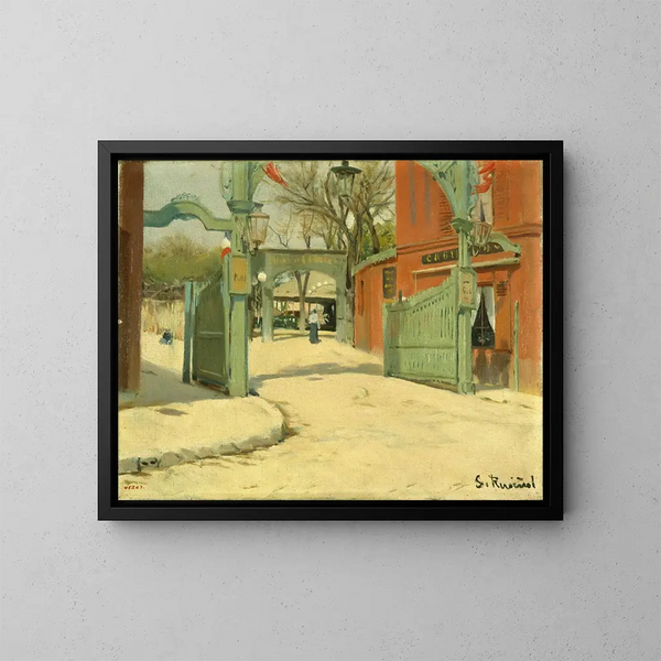 Entré till parken vid Moulin de la Galette - Santiago Rusiñol — inramlat konstverk på väggen