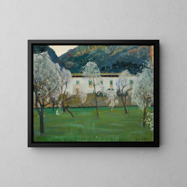 den vita gården i Bunyola, Mallorca - Santiago Rusiñol — inramlat konstverk på väggen
