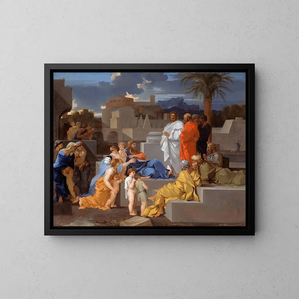 Le Christ et les enfants - Sébastien Bourdon — inramlat konstverk på väggen