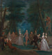 Scen i en park med figurer från Commedia dell'Arte - Marcellus Laroon den yngre — vy av konstverket