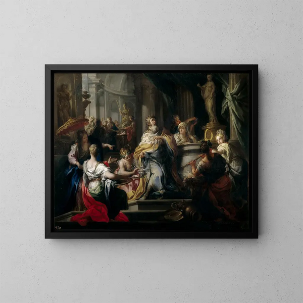 Salomon's idolatrie - Sebastiano Conca — inramlat konstverk på väggen