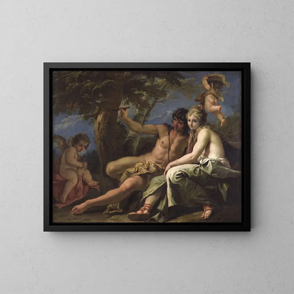 Angélique och Médor - Sebastiano Ricci — inramlat konstverk på väggen