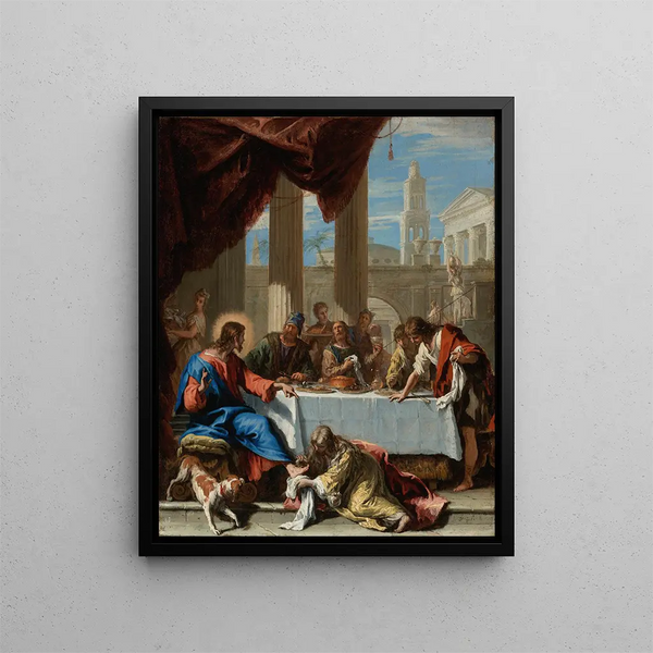 Le Christ dans la maison de Simon - Sebastiano Ricci — inramlat konstverk på väggen