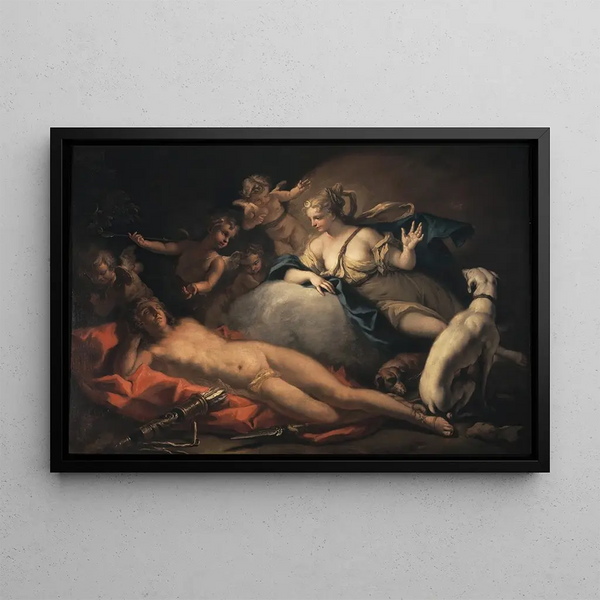 Diane och Endymion - Sebastiano Ricci — inramlat konstverk på väggen