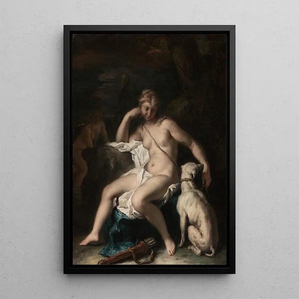 Diane och hennes hund - Sebastiano Ricci — inramlat konstverk på väggen