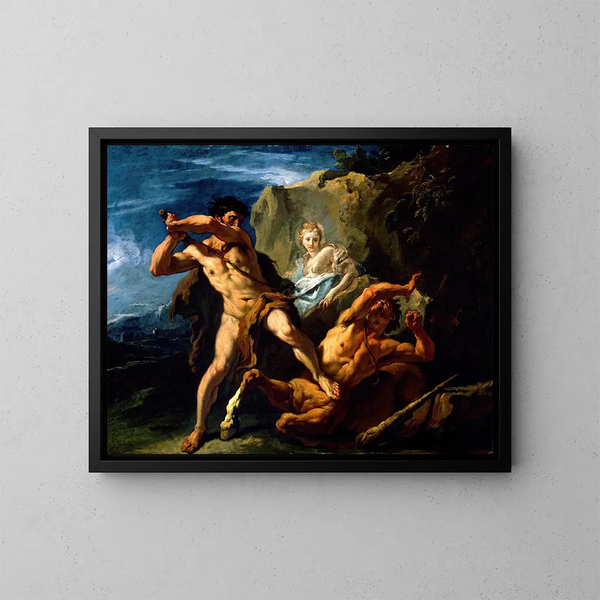 Hercule som dödar centauren Nessus - Sebastiano Ricci — inramlat konstverk på väggen