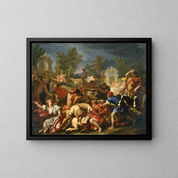 La bataille des Lapithes et des Centaures - Sebastiano Ricci — inramlat konstverk på väggen