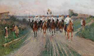 Sergei Semenovich Voroshilov - A band goes through the village.webp