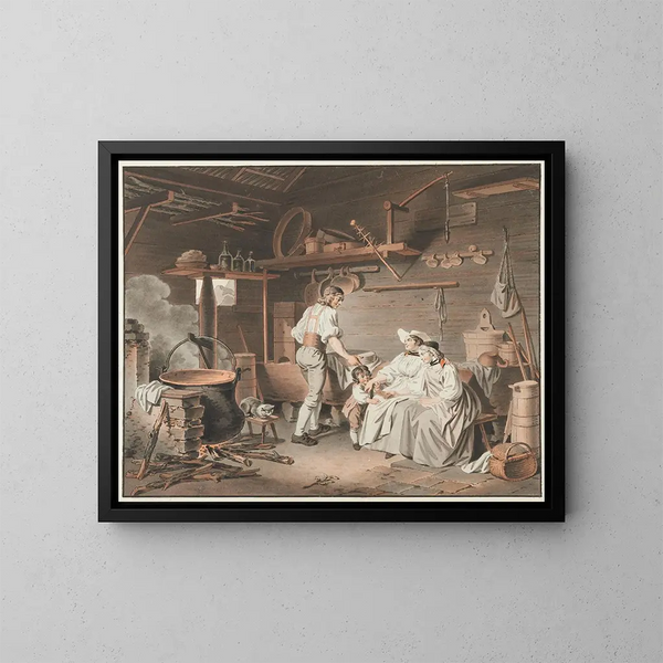 La Visite au chalet - Sigmund Freudenberger — inramlat konstverk på väggen