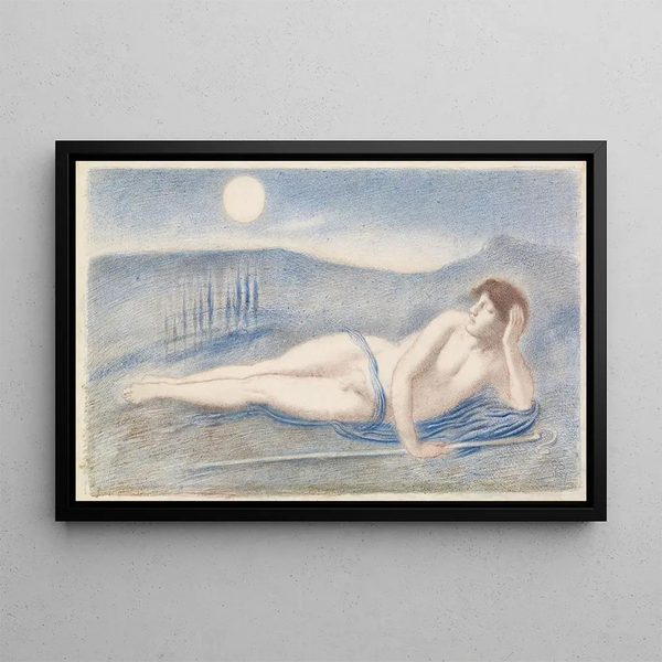L'Endymion endormi - Simeon Solomon — inramlat konstverk på väggen