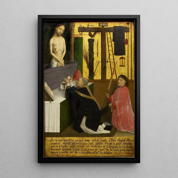 La Messe de Saint Grégoire - Simon Marmion — inramlat konstverk på väggen