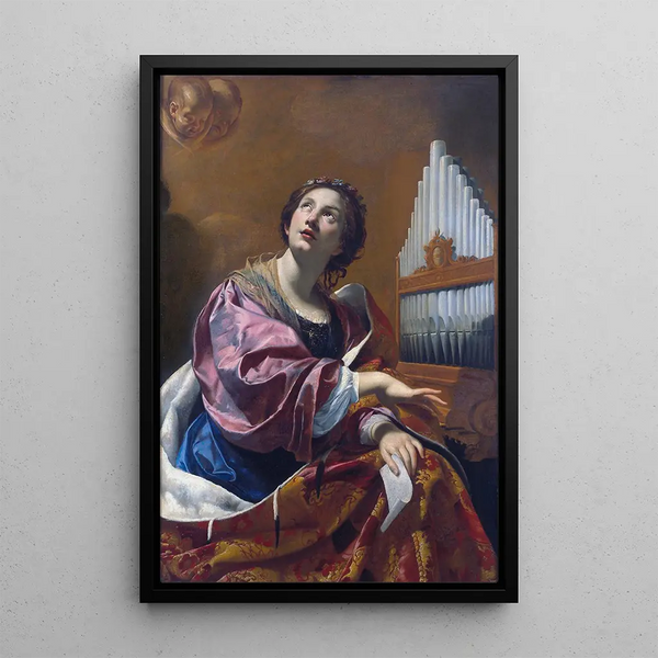 Sankt Cäcilia - Simon Vouet — inramlat konstverk på väggen