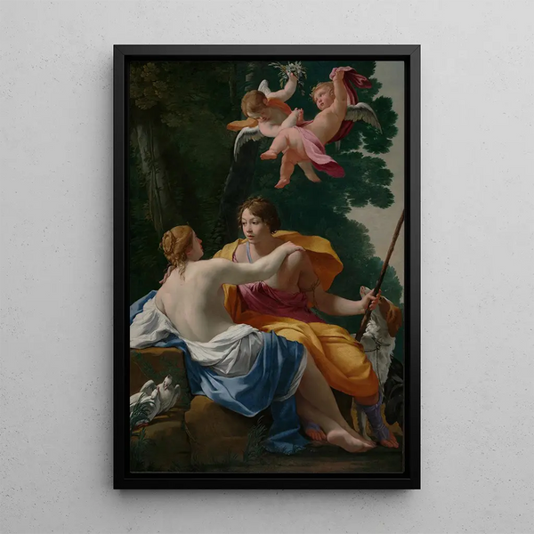 Vénus och Adonis - Simon Vouet — inramlat konstverk på väggen