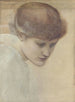 Studie av Dorothy Dene som tittar nedåt för De Gyllene Trapporna - Sir Edward Coley Burne-Jones — vy av konstverket