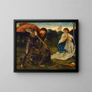 La lutte de saint Georges contre le dragon VI - Sir Edward Coley Burne-Jones — inramlat konstverk på väggen
