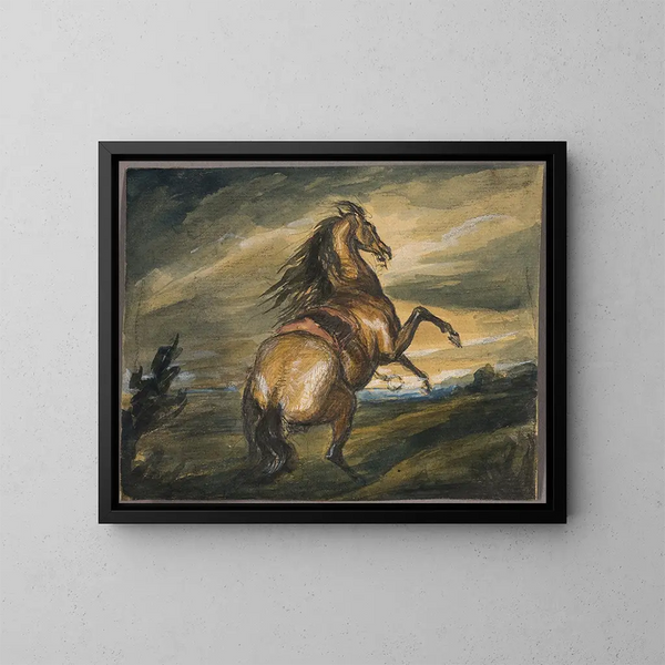 ryttare på stridshäst - Sir Edwin Henry Landseer — inramlat konstverk på väggen