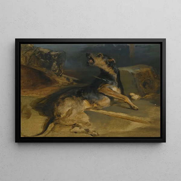 Studie av en skadad hund av Walter Scott - Sir Edwin Henry Landseer — inramlat konstverk på väggen