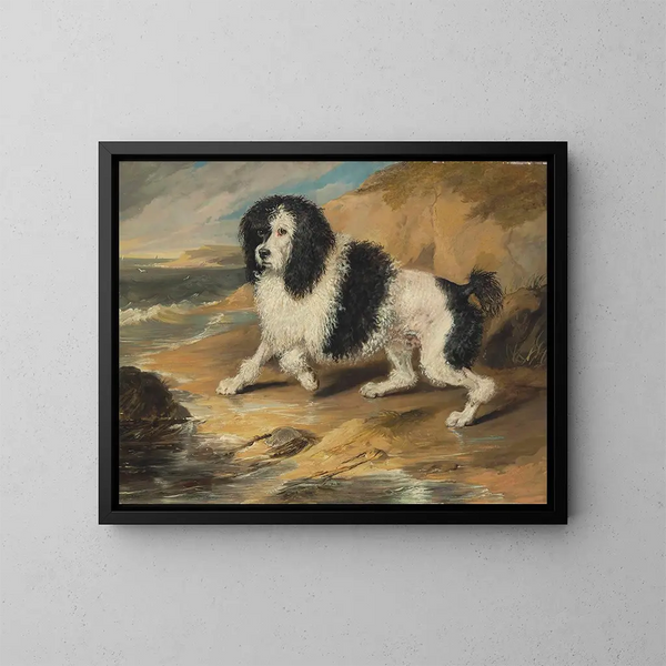 den skällande pudeln tillhörande den hedervärde Frederick Byng - Sir Edwin Henry Landseer — inramlat konstverk på väggen