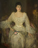 En dam i vit Ett porträtt av Lady Lyle - Sir John Lavery — vy av konstverket