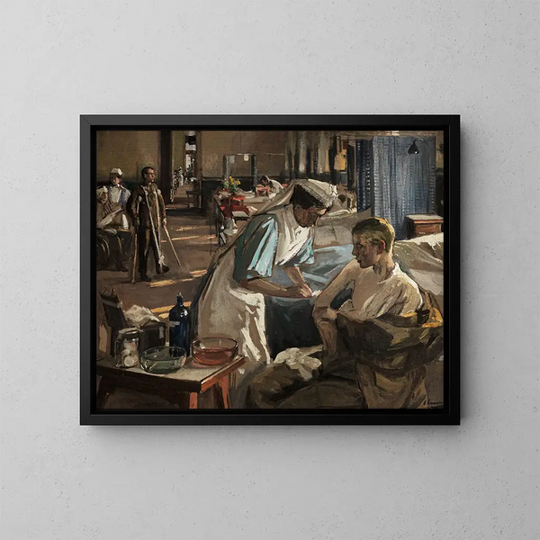 Hôpital de Londres - Sir John Lavery — inramlat konstverk på väggen