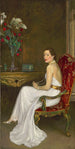 La dame en blanc, vicomtesse Wimborne - Sir John Lavery — vy av konstverket