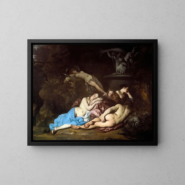 Nymphe vid en fontän - Sir Peter Lely — inramlat konstverk på väggen