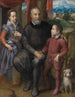 gruppporträtt med konstnärerna Fader Amilcare Anguissola och hans syskon Minerva och Astrubale - Sofonisba Anguissola — vy av konstverket