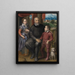 gruppporträtt med konstnärerna Fader Amilcare Anguissola och hans syskon Minerva och Astrubale - Sofonisba Anguissola — inramlat konstverk på väggen