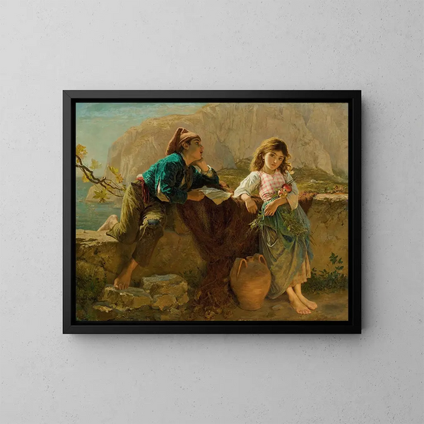 Fiskarbarn i Capri - Sophie Anderson — inramlat konstverk på väggen