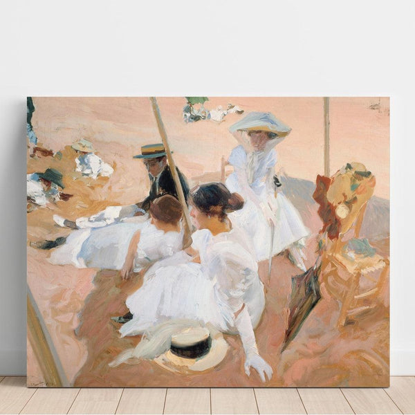 Reproduktion av målningen Under markisen, på Zarauz-stranden - Joaquín Sorolla