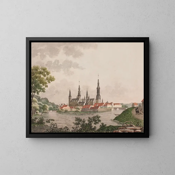 Prospectus du château royal de Frederiksborg à Sjælland - Søren L. Lange — inramlat konstverk på väggen