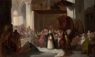 Stanisaw Chlebowski - Scene in a church sketch for a historical scene.webp