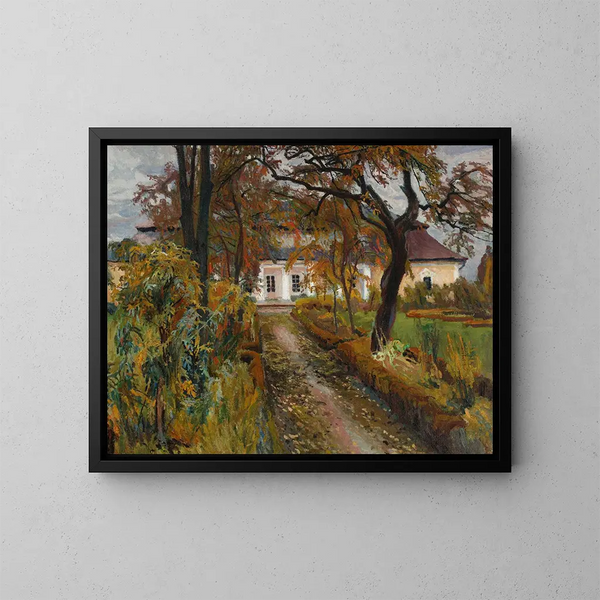 Manoir en automne - Stanisław Kamocki — inramlat konstverk på väggen