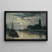Canal de l'Ourcq, Saint-Christophe-kyrkan sedd från Quai de la Marne, månens effekt - Stanislas Lépine — inramlat konstverk på väggen