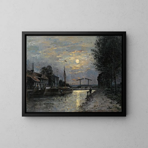 Le Canal Saint-Denis, månljuseffekt - Stanislas Lépine — inramlat konstverk på väggen