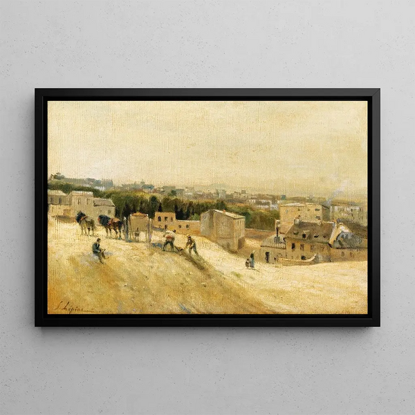 Les Terrassiers, gammal vattenhäst av Montmartre - Stanislas Lépine — inramlat konstverk på väggen