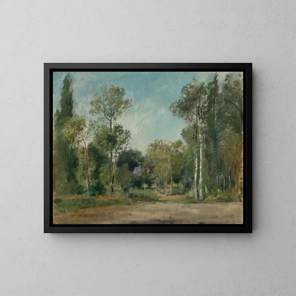 Landskapsbild av skog - Stanislas Lépine — inramlat konstverk på väggen