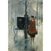 Reproduktion av målningen Strassenszene Mit Frau, Berlin av Lesser Ury