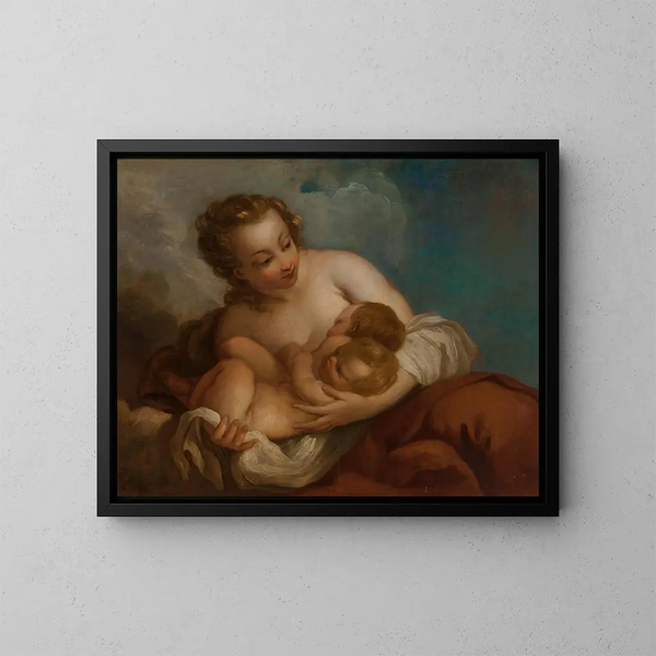 Allégorie de la charité - Atelier de François Lemoyne — inramlat konstverk på väggen