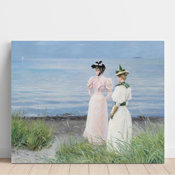 vid stranden i Hellerup. Mlle Elisabeth Fischer och Mlle Anna Pauline Bruun en sommardag på stranden i Hellerup - Paul Fischer