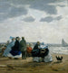 På stranden i Dieppe - Eugène Boudin — vy av konstverket