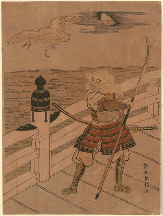 Suzuki Harunobu - Benkei and Heron on Bridge.webp