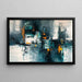 Abstrakt målning – urbana fragment | Modern väggposter i kalla färger och orange accenter
