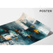 Abstrakt målning – urbana fragment | Modern väggposter i kalla färger och orange accenter